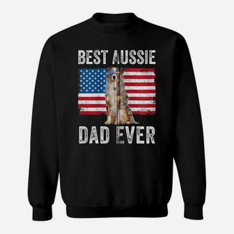 Australian Shepherd Dad American Flag Dog Lover Aussie Dad Zip Hoodie Sweatshirt | Crazezy CA
