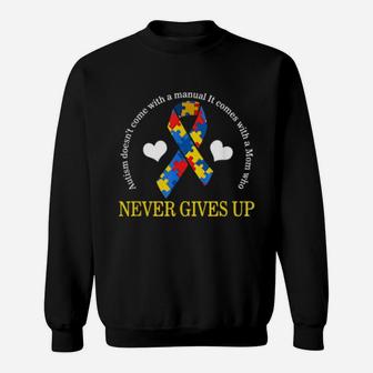 Autism Awareness Doesn't Come With Manual Mom Puzzle Ribbon Sweatshirt - Monsterry UK