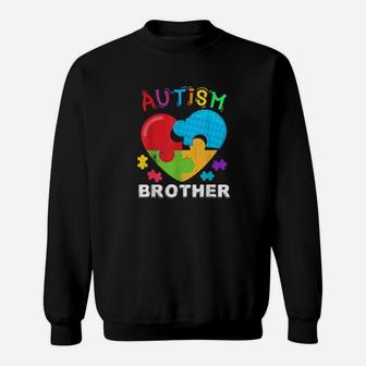 Autism Awareness Month For Brother Big Puzzle Heart Sweatshirt - Monsterry UK