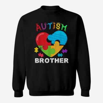 Autism Awareness Month For Brother Big Puzzle Heart Sweatshirt - Monsterry UK