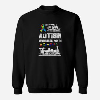 Autism Awareness Month Puzzles Train Sweatshirt - Monsterry DE