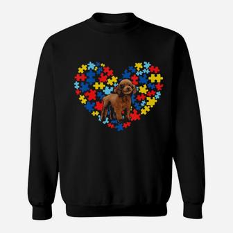 Autism Awareness Poodle Heart Dog Dad Dog Mom Sweatshirt - Monsterry