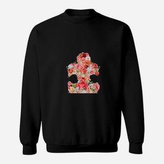 Autism Floral Puzzle Piece Autistic Art Sweatshirt - Monsterry