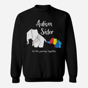 Autism Sister On This Journey Together Baby Elephant Autism Shirt Hoodie Sweatshirt - Monsterry