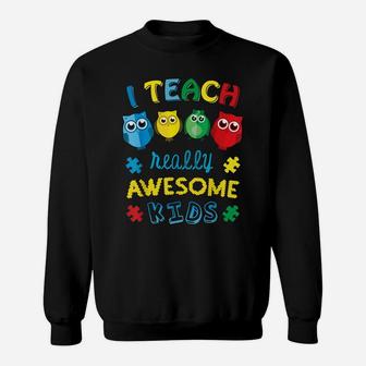 Autism Teacher Awareness Shirts Cute Owl Gifts Sweatshirt | Crazezy