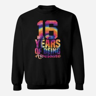 Awesome 16Th Birthday Sixteen 16 Years Old Tie Dye Men Kids Sweatshirt | Crazezy CA