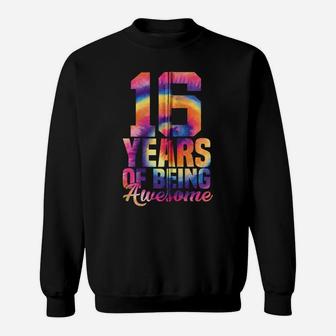 Awesome 16Th Birthday Sixteen 16 Years Old Tie Dye Men Kids Zip Hoodie Sweatshirt | Crazezy