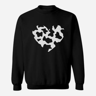 Awesome Cow Print Black N White Print Heart Sweatshirt | Crazezy UK