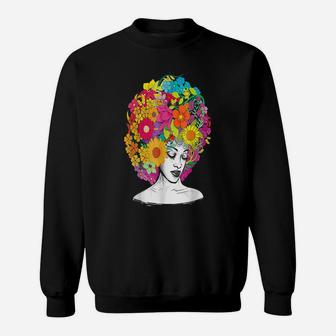 Awesome Shirt Flower Afro Women Black Queen Sweatshirt | Crazezy