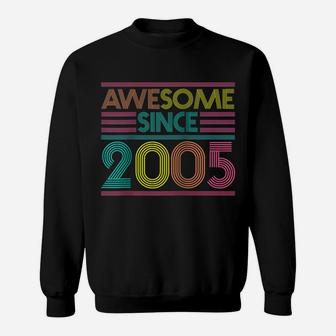 Awesome Since 2005 16Th Birthday Gifts 16 Years Old Raglan Baseball Tee Sweatshirt | Crazezy