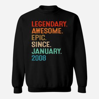 Awesome Since January 2008 13Th Birthday Gift 13 Years Old Sweatshirt | Crazezy