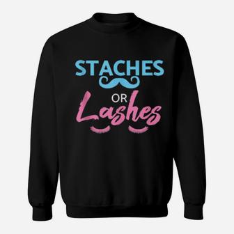 Baby Shower Gender Reveal Shirt Staches Or Lashes Sweatshirt - Monsterry