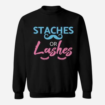 Baby Shower Gender Reveal Staches Or Lashes Sweatshirt - Monsterry UK