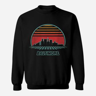 Baltimore City Skyline Retro 80S Style Souvenir Gift Sweatshirt | Crazezy CA