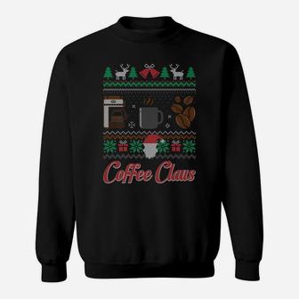 Barista Santa Claus Coffee Lover Ugly Christmas Sweater Sweatshirt | Crazezy