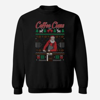 Barista Santa Claus Coffee Lover Ugly Christmas Sweater Sweatshirt Sweatshirt | Crazezy UK