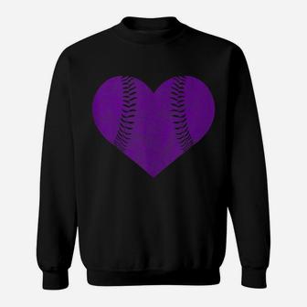 Baseball Heart Shirt Softball Mom Matching Team Gift Purple Sweatshirt | Crazezy