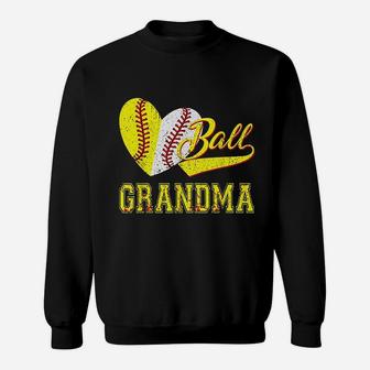Baseball Softball Ball Heart Grandma Sweatshirt | Crazezy