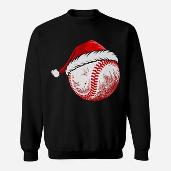 Baseball Wearing Santa Hat Funny Baseball Christmas Matching Sweatshirt | Crazezy