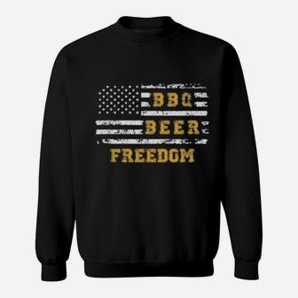 Bbq Beer Freedom With Distressed Usa Flag Sweatshirt - Monsterry AU