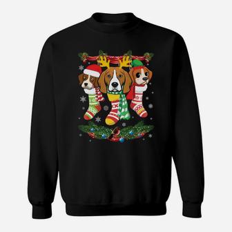 Beagle Dogs Inside Noel Socks Merry Christmas Day Dad Mom Sweatshirt | Crazezy UK
