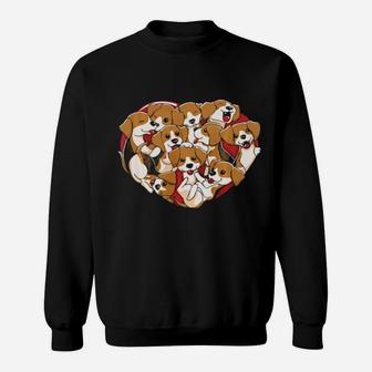 Beagle Heart Shape Dog Lovers Valentines Day Sweatshirt - Monsterry DE