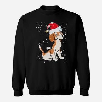 Beagle Licking Snow On Nose Santa Xmas Hat Sweatshirt - Monsterry