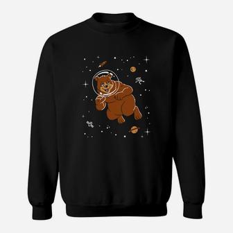 Bear In Space Cute Cartoon Brown Bear Tee Sweatshirt - Thegiftio UK
