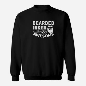 Bearded Inked Awesome Funny For Men With Beards Sweatshirt - Thegiftio UK