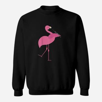 Beautiful Flamingo Playing Clarinet Musician Sweatshirt - Thegiftio UK