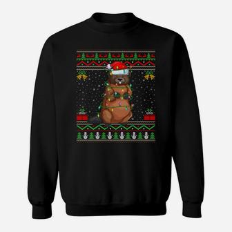 Beaver Animal Lover Matching Ugly Beaver Christmas Sweatshirt Sweatshirt | Crazezy UK
