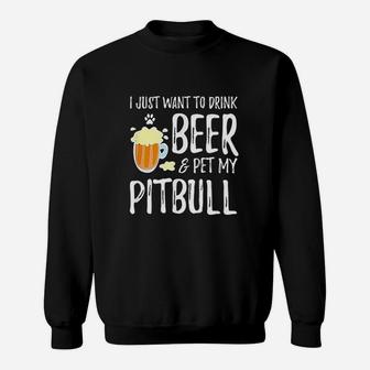Beer And Pitbull Funny Dog Mom Or Dog Dad Gift Idea Sweatshirt | Crazezy