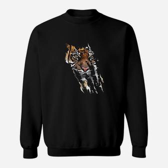 Bengal Tiger Face Spirit Animal Tiger Paw Print Sweatshirt | Crazezy DE