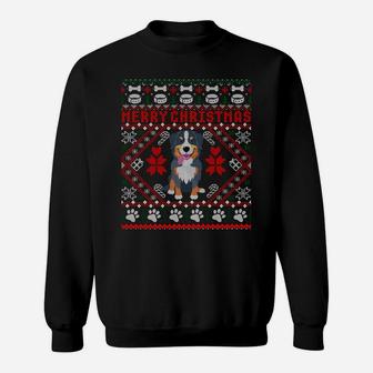 Bernese Mountain Dog Merry Christmas Ugly Sweater Funny Gift Sweatshirt Sweatshirt | Crazezy