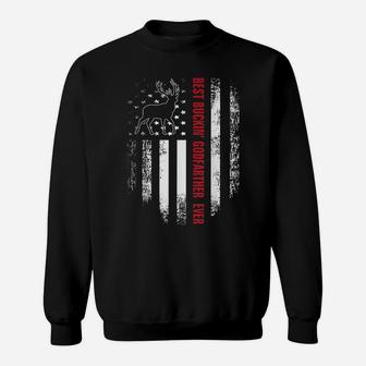 Best Buckin' Godfather Ever American Usa Flag Deer Hunting Sweatshirt | Crazezy