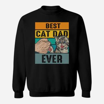 Best Cat Dad Ever Vintage Daddy Funny Cat Sweatshirt | Crazezy