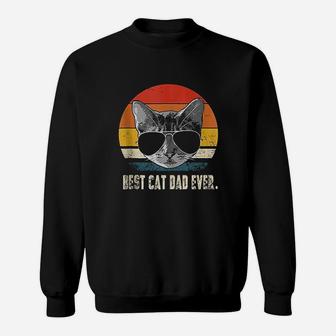Best Cat Dad Ever Vintage Retro Cat Daddy Cat Father Sweatshirt | Crazezy UK