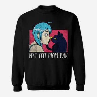 Best Cat Mom Ever Cat And Anime Noses Kiss Sweatshirt | Crazezy