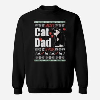 Best Dad Ever Best Cat Parents Tuxedo Cat Lovers Xmas Gift Sweatshirt | Crazezy