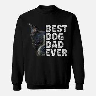Best Dog Dad Ever Funny Boston Terrier Dog Lover For Dad Sweatshirt | Crazezy UK