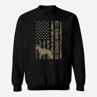 Best German Shepherd Dog Dad Camouflage American Flag Gift Sweatshirt | Crazezy