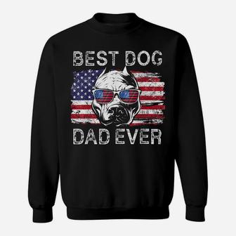 Best Pitbull Dog Dad Ever American Flag 4Th Of July Vintage Sweatshirt | Crazezy