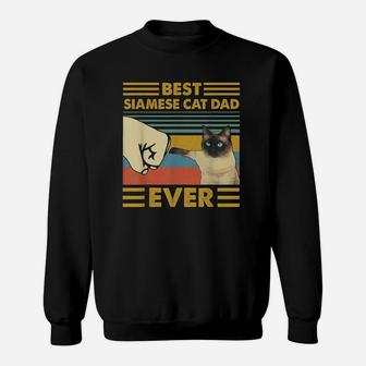 Best Siamese Cat Dad Ever Retro Vintage Sunset Sweatshirt | Crazezy UK