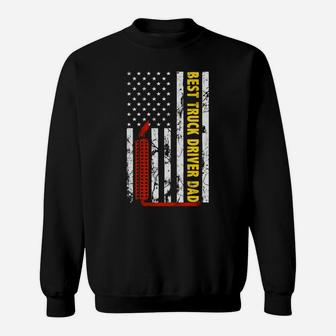 Best Truck Driver Dad Ever Thin Yellow Line American Flag Sweatshirt | Crazezy
