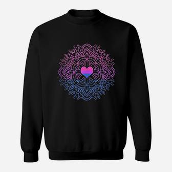 Bi Flag Heart Mandala Sweatshirt | Crazezy