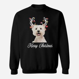 Bichon Frise Reindeer Horns Merry Xmas Dog Lover Gift Sweatshirt - Monsterry