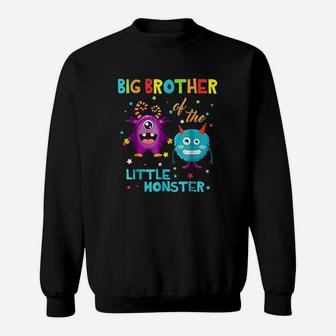 Big Brother Of The Little Monster Birthday Monster Sweatshirt | Crazezy