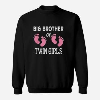 Big Brother Of Twin Girls Sibling Footprints Sweatshirt | Crazezy DE
