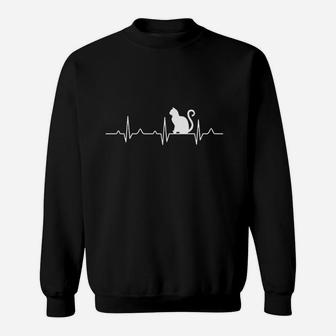 Big Cat Heartbeat Crazy Lady Love Sweatshirt | Crazezy