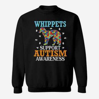 Big Puzzle Heart Whippet Support Autism Awareness Sweatshirt - Monsterry